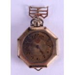 A SMALL VINTAGE L HENRY GOLD PLATED FOB WATCH. 2.5 cm wide.