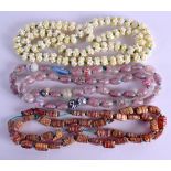 THREE MILLIFIORE BEAD NECKLACES. (3)