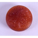 A 19TH CENTURY MIDDLE EASTERN ISLAMIC AGATE ROUNDEL. 2.75 cm diameter.