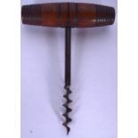 A 19TH CENTURY BRITISH MAHOGANY HANDLED CORKSCREW, circa 1880. 11.4 cm x 8.4 cm.