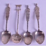 FOUR ORIENTAL SILVER SPOONS. (4)