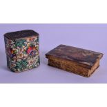 TWO LATE 19TH CENTURY CONTINENTAL DECOUPAGE BOXES. (2)