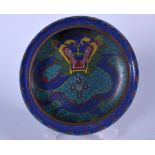 AN EARLY 20TH CENTURY CHINESE CLOISONNE ENAMEL BRUSH WASHER OR BOWL, decorated with twin dragons in