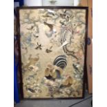 A FINE AND LARGE 19TH CENTURY CHINESE SILK WORK BIRD PANEL Qing, decorated all over with birds, fowl