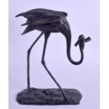 A LATE 19TH CENTURY CENTURY FRENCH BRONZE FIGURE OF A JAPANESE CRANE by Pascal, modelled upon a natu