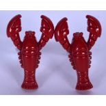 A CHARMING PAIR OF RED LOBSTER METAL CUFFLINKS. 2.7 cm.