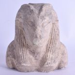 AN UNUSUAL EGYPTIAN GRAND TOUR TERRACOTTA BUST OF ANUBIS. 16 cm x 13 cm.