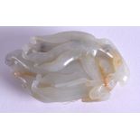 A 19TH CENTURY CHINESE CARVED JADE FINGER CITRON Qing, of naturalistic form. 7 cm x 4.5 cm.