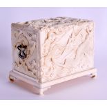 A FINE 19TH CENTURY JAPANESE MEIJI PERIOD CARVED IVORY BOX wonderfully carved with extensive dragons