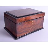 A LARGE VICTORIAN EBONISED SEWING BOX with inset ivory lozenge shaped cartouche. 35 cm x 24 cm x 20