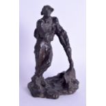 AN EARLY 20TH CENTURY FRENCH BRONZE FIGURE by Gaston Broquet (1880-1947), modelled holding a shovel