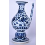 A CHINESE BLUE AND WHITE PORCELAIN HOLY WATER SPRINKLER BEARING XUANDE MARKS, painted with stylised