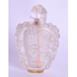 AN 18TH/19TH CENTURY CHINESE CARVED ROCK CRYSTAL SNUFF BOTTLE AND STOPPER Qing. 7.5 cm high.