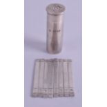 A VERY RARE EDWARDIAN SILVER NOVELTY SHOTGUN SHOOTING DRAW MARKERS set within a novelty shotgun