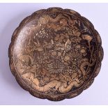 A 19TH CENTURY CHINESE JAPANESE MEIJI PERIOD KOMAI TYPE DISH decorated with dragons amongst foliage.