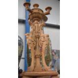 A 19TH CENTURY CONTINENTAL CARVED WOOD TRIPLE BRANCH CANDLESTICK in the manner of Gabriel Viardot. 5