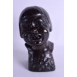 A 1920 AUSTRIAN BRONZE BUST OF A YOUNG GIRL by Argentor, modelled crying upon a dimpled base. 26 cm