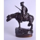 AN EARLY 20TH CENTURY RUSSIAN BRONZE FIGURE OF A HUNTING COSSACK C1903 by Albert Moritz Wolff, model