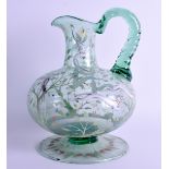 AN ART NOUVEAU GERMAN ENAMELLED GLASS PITCHER C1890 Attributed to Fritz Heckert, enamelled in the Is