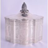 A TIFFANY & CO SILVER TEA CADDY decorated with foliage and vines. 10.5 oz. 12 cm x 12 cm.