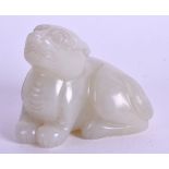 A 19TH CENTURY CHINESE CARVED GREENISH WHITE JADE FIGURE OF A BEAST Qing. 5 cm x 4 cm.