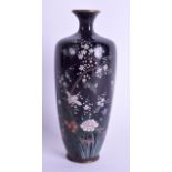 AN EARLY 20TH CENTURY JAPANESE MEIJI PERIOD CLOISONNE ENAMEL VASE decorated with birds amongst folia