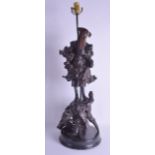 A LARGE 19TH CENTURY CHINESE CARVED HARDWOOD FIGURE OF AN IMMORTAL converted to a lamp. Figure 58 cm