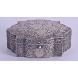 A 19TH CENTURY RUSSIAN SILVER BOX AND COVER decorated with figures within landscapes. 7.4 oz. 9.5 cm