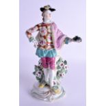 AN 18TH CENTURY DERBY FIGURE OF A RANELAGH DANCER C1759-65, modelled standing in a black hat. 25.5 c