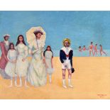 B J CHAMBERS CRABTREE (British), framed oil on board, signed and dated 1973, "Death in Venice", figu