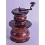 A LOVELY MID 18TH CENTURY CARVED TREEN WOOD COFFEE GRINDER of lovely colour and patina. 20 cm x 9 cm