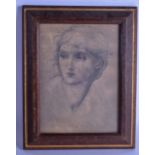 A 17TH CENTURY STYLE FRAMED PICTURE modelled as a pretty female. Image 15 cm x 21 cm.