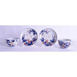 A PAIR OF 19TH CENTURY JAPANESE MEIJI PERIOD IMARI CUPS AND SAUCERS. (4)