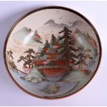 AN EARLY 20TH CENTURY JAPANESE MEIJI PERIOD SATSUMA BOWL painted with mountainous landscapes. 19 cm