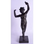 A LATE 19TH CENTURY ITALIAN BRONZE FIGURE OF A FAWN signed Naples, modelled upon a square form base.