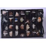 A GOOD COLLECTION OF MINERALS INCLUDING DOLOMITE AND CALCITE, contained within a glazed case. 25 cm