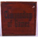 A COMPENDIUM OF GAMES CONTAINED WITH A WOODEN BOX, containing games including chess amongst others.