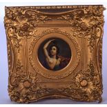 ITALIAN SCHOOL (19th/20th century), framed oil on panel, portrait of a semi clad female holding grap