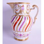 AN EARLY 19TH CENTURY COALPORT SPIRALLY MOULDED JUG painted with leaves, urns and foliage, perhaps d