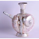 A RARE INDIAN GUJARAT SHELL SHAPED CONCH EWER possibly 17th/18th century, of naturalistic form. 25 c