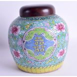 A 19TH CENTURY CHINESE STRAITS PORCELAIN GINGER JAR Qing, painted with flowers and vines. 17 cm x 13