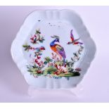 AN 18TH CENTURY JAMES GILES DECORATED CHINESE TEAPOT STAND painted with exotic birds, probably from