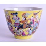 AN EARLY 20TH CENTURY CHINESE FAMILLE ROSE TEABOWL Qing/Republic, painted with 100 boys in various p