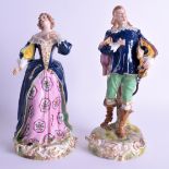 A MATCHED PAIR OF 19TH CENTURY SAMSONS DERBY FIGURES modelled in blue robes upon naturalistic bases.