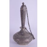 A 19TH CENTURY MIDDLE EASTERN INDIAN WHITE METAL SCENT BOTTLE decorated with flowers. 2.3 oz. 11.5 c