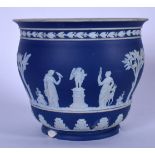 A WEDGWOOD JASPERWARE POTTERY PLANTER, decorated in relief with neo classical figures in various pur