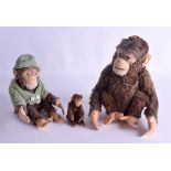 A CHARMING GROUP OF GERMAN STEIFF MONKEYS of varying sizes. 24 cm & 18 cm & 8 cm high. (3)