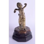 A 19TH CENTURY INDIAN BRONZE FIGURE OF A DANCING FEMALE modelled upon an ebonised base. Bronze 12.5