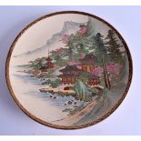 AN EARLY 20TH CENTURY JAPANESE MEIJI PERIOD SATSUMA DISH painted with buildings within landscapes. 2