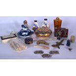 A MIXED GROUP OF ORIENTAL INCLUDING A ROUGE POT, together with snuff bottle, cloisonne vesta etc. (q